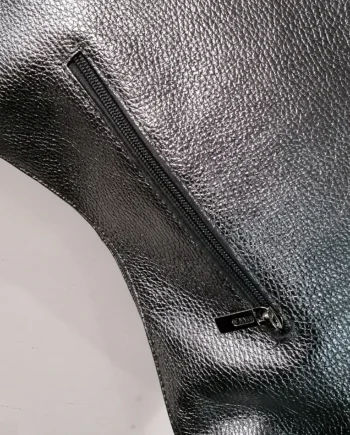 Borsa Donna Hobo Bag in Vera Pelle Martellata Laminata.