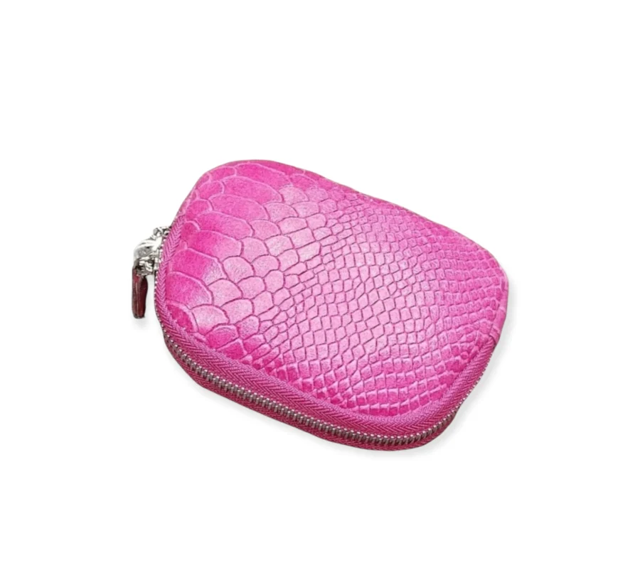 Bustina Donna Portamonete Portachiavi in Pelle Effetto Cocco.