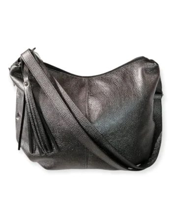 Borsa Donna Hobo Bag in Vera Pelle Martellata Laminata.