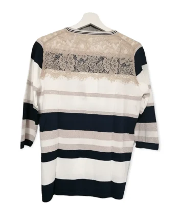 Maglia Donna Fantasia Rigata con Pizzo.