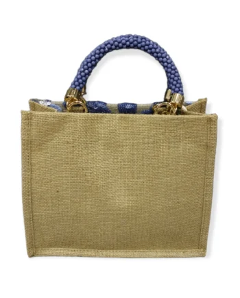 Mini Handle Bag Ricamata in tessuto grezzo