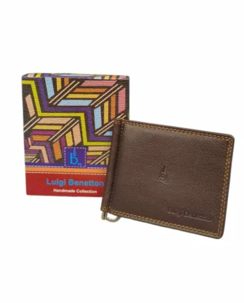 Portacarte Uomo Money Clip Wallet Luigi Benetton in Vera Pelle.