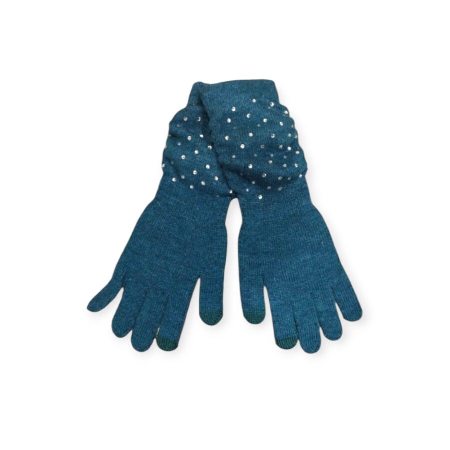 Guanti Donna con Polsino Lungo, Strass e Touch Screen.