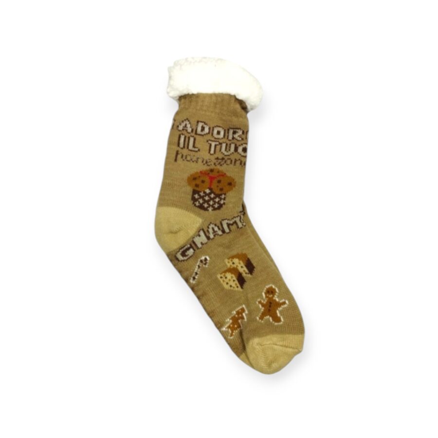 Calze Natalizie Antiscivolo Sherpa Beige 35/40