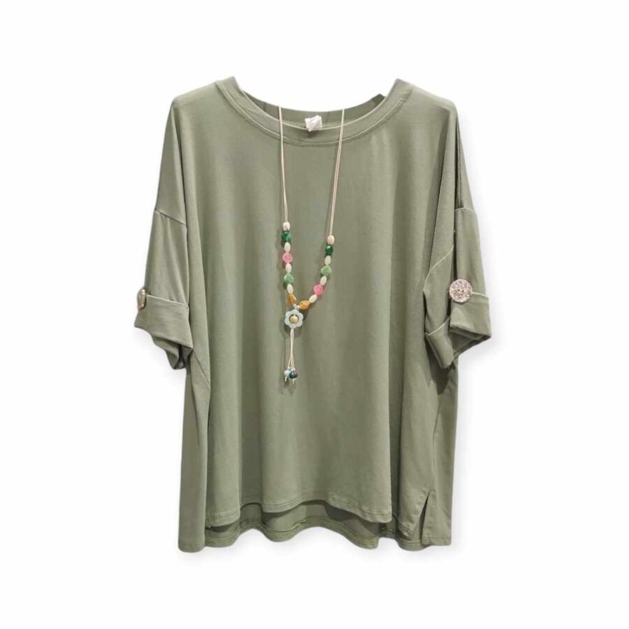 T-Shirt Oversize Casacca Donna Bottone Dorato.