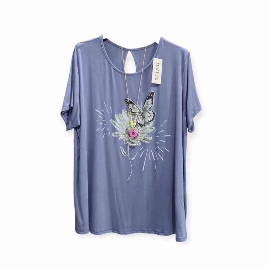 Casacca Oversize Maxi T-Shirt Donna Stampa Farfalla.