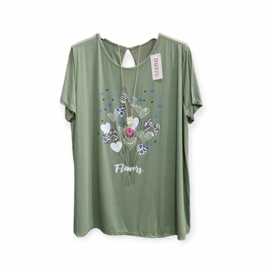 Casacca Oversize Maxi T-Shirt Donna Stampa Cuori.