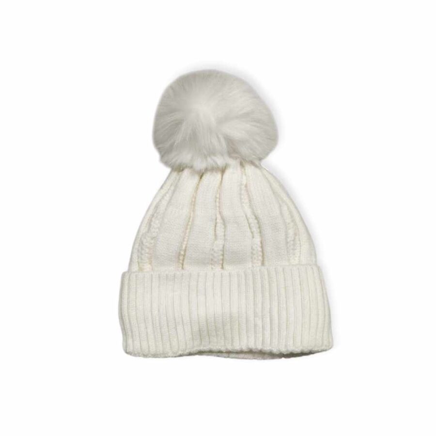 Berretto Donna a Trecce con Risvolto Pompon e Pile.
