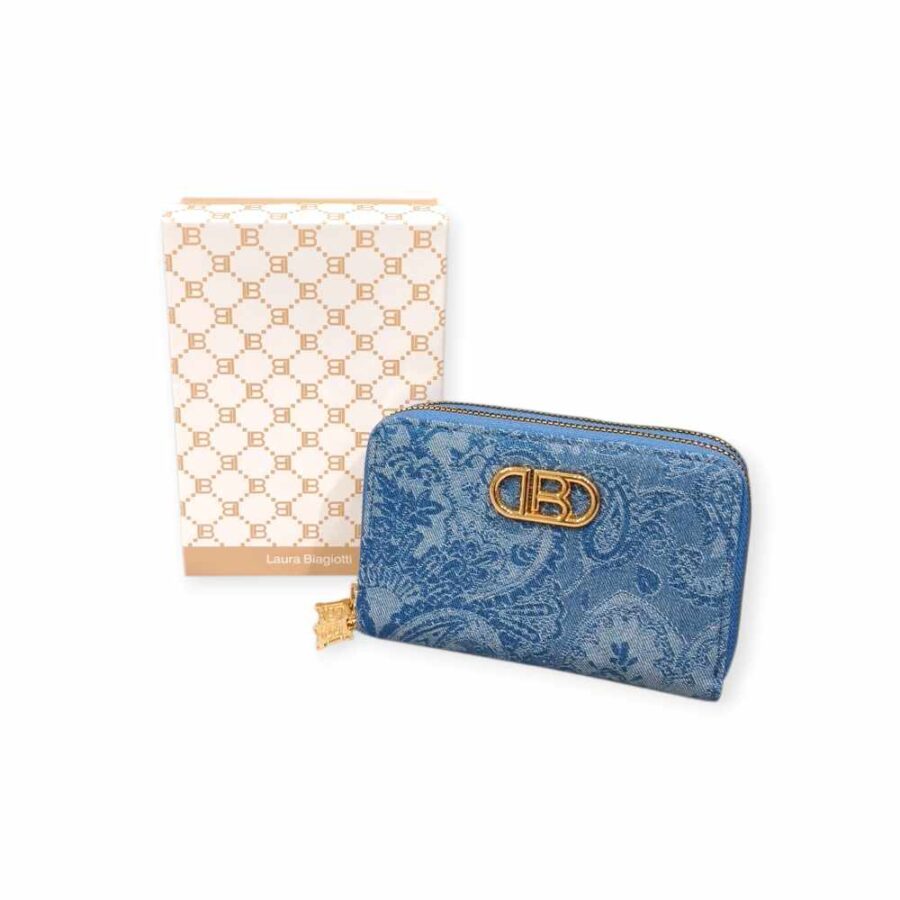 Portafoglio Donna Laura Biagiotti Linea Magby Denim Damascato.