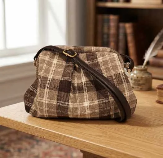 Pochette Donna Frame in Fantasia Tartan con Tracolla.