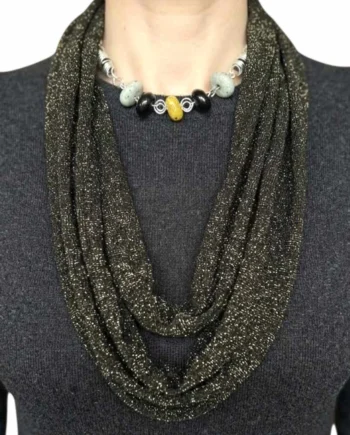 Sciarpa Gioiello Artigianale con Pietre e Alluminio.