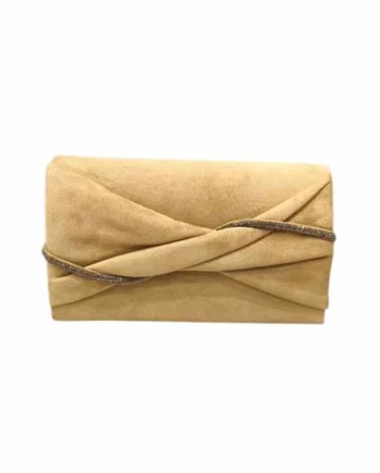 Pochette Sera e Cerimonia Effetto Alcantara con Fiocco e Strass.