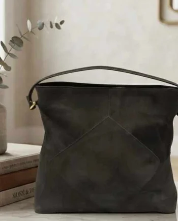 Borsa Hobo Bag Donna Effetto Alcantara con Rombo.