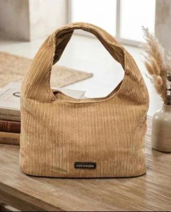 Borsa Donna Hobo Bag Coconuda in Velluto a Coste.