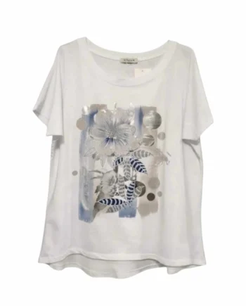 Maxi T-Shirt Donna Svasata Stampata in Cotone.
