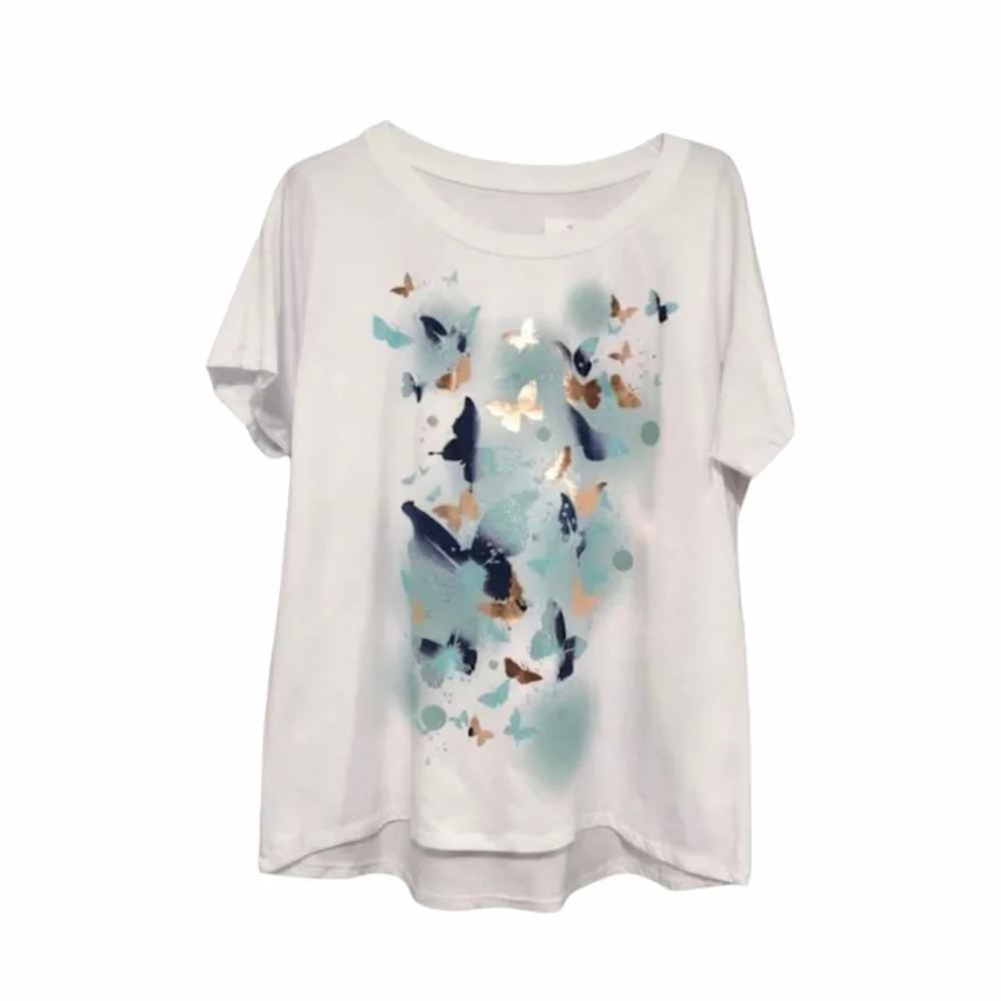 Maxi T-Shirt Donna Svasata Stampata in Cotone.