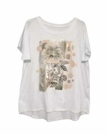 Maxi T-Shirt Donna Svasata Stampata in Cotone.