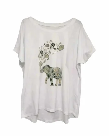 Maxi T-Shirt Donna Svasata Stampata in Cotone.