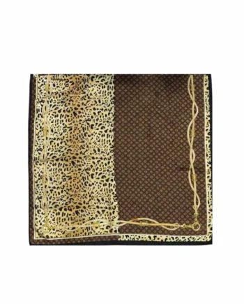 Foulard Donna Satinato in Seta e Viscosa Maculato e Monogram.