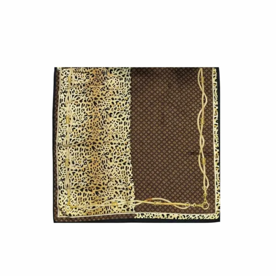Foulard Donna Satinato in Seta e Viscosa Maculato e Monogram.