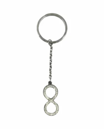 Portachiavi Donna Charm Infinito in Acciaio e Strass.
